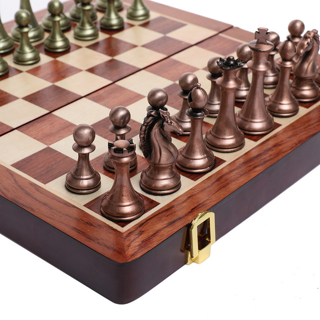 Portátil grandes jogos de xadrez peças de metal família mesa jogo dobrável  de madeira tabuleiro xadrez luxo medieval jeux entretenimento ed50zm -  AliExpress
